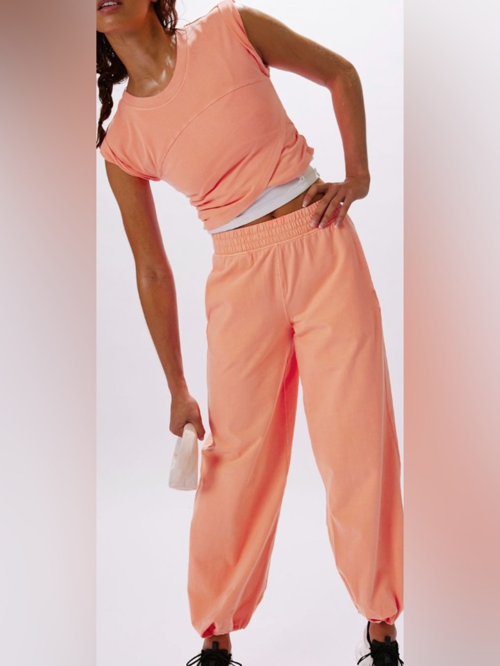 FP Movement by Free People Coral-Peach Wide Leg Sweatpants Like New